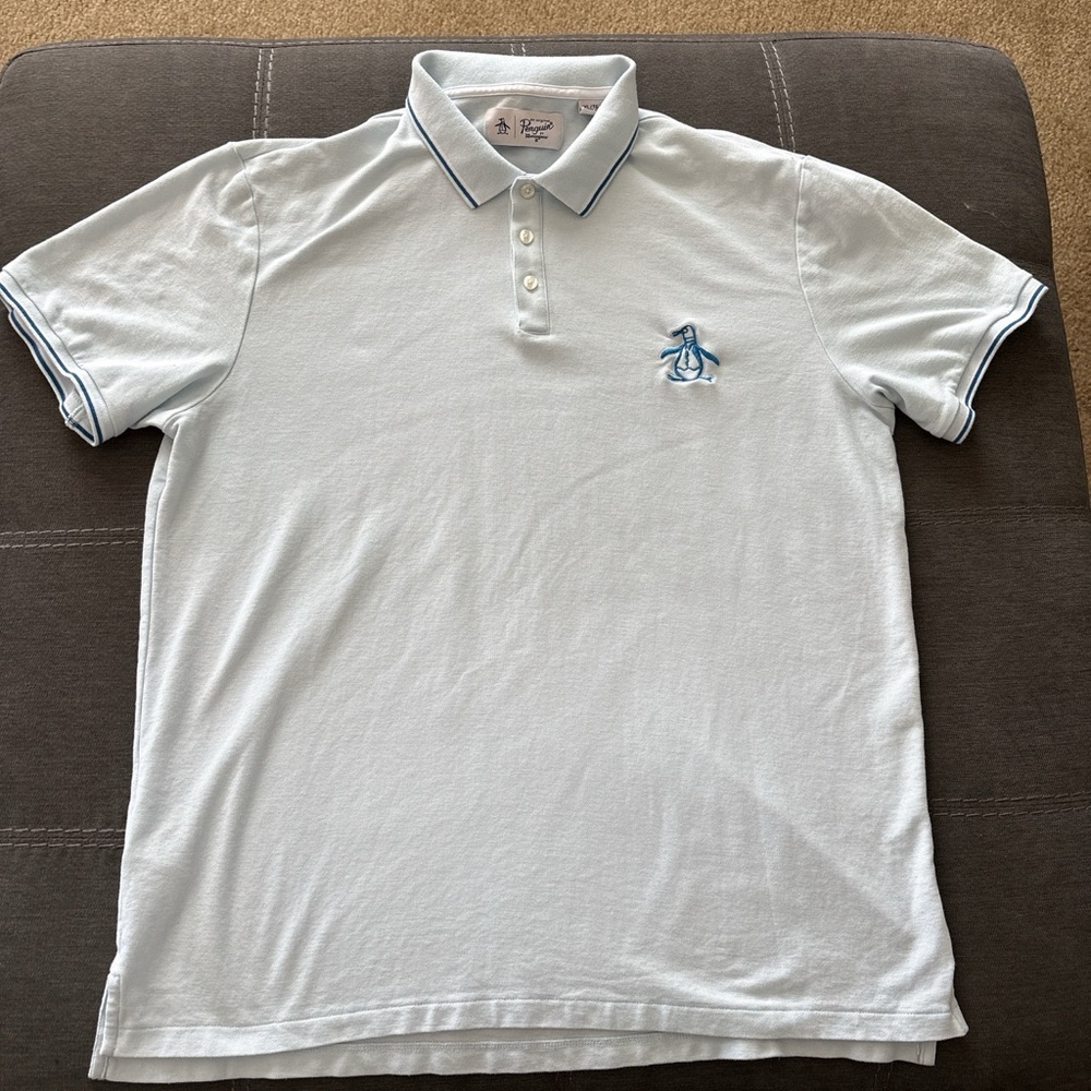 Original Penguin man’s Sky Blue cotton Polo Shirt. XL